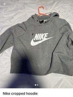 Nike Gray Cropped Hoodie with White Logo